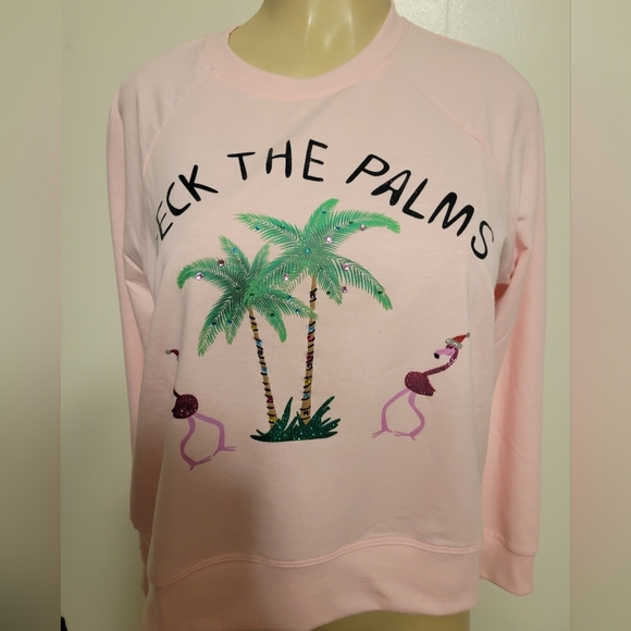 Philosophy Pink Sweatshirt with Flamingo and Palm Tree Design Christmas in July - Picture 2 of 3